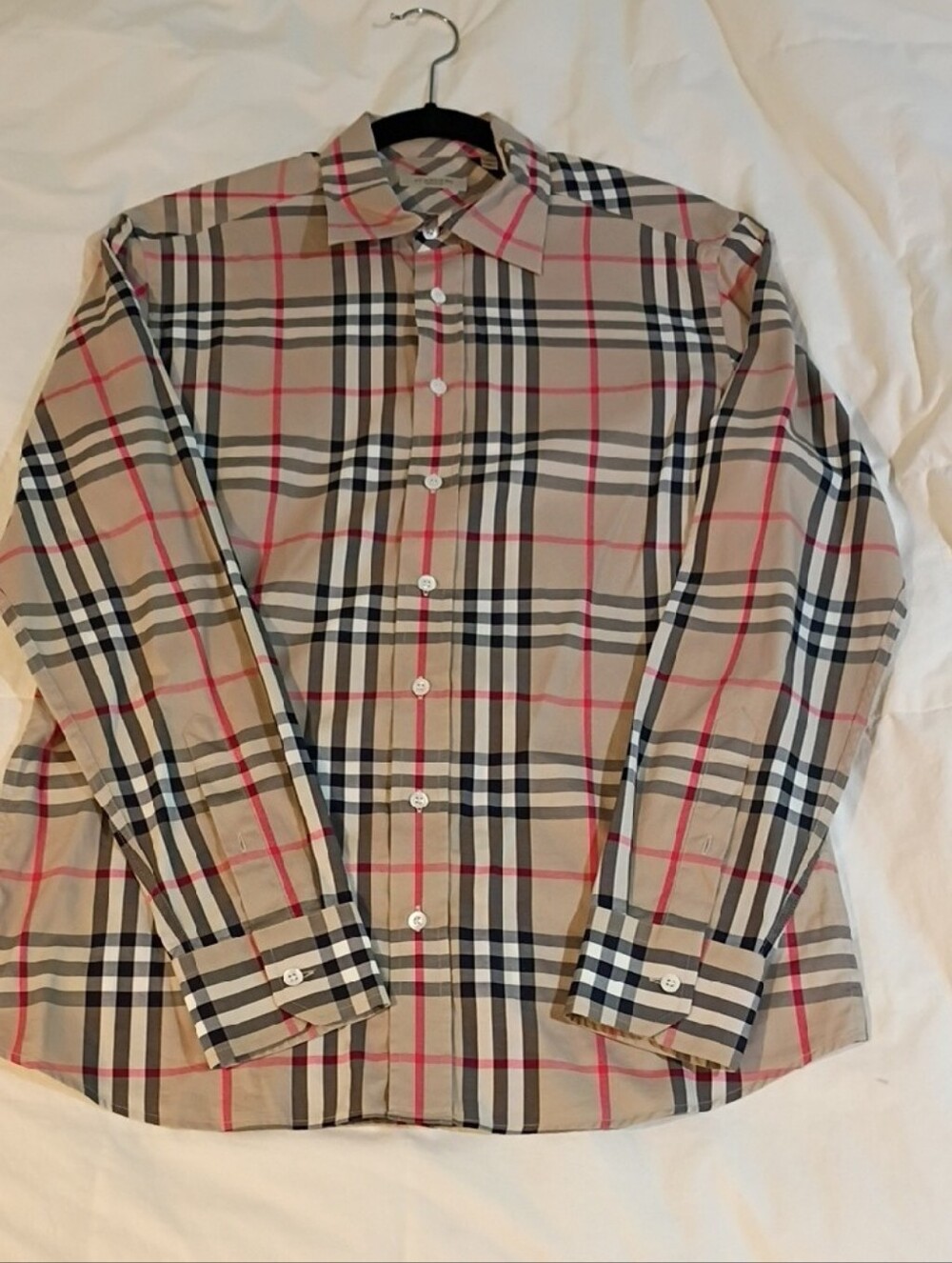Burberry London Check Shirt NWOT — Beige, Black & Red